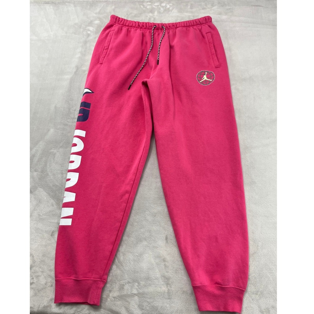 Jordan Fleece Jogger Men XL Pink Air Jordan Graphic Jumpmen Sweatpants Outdoor